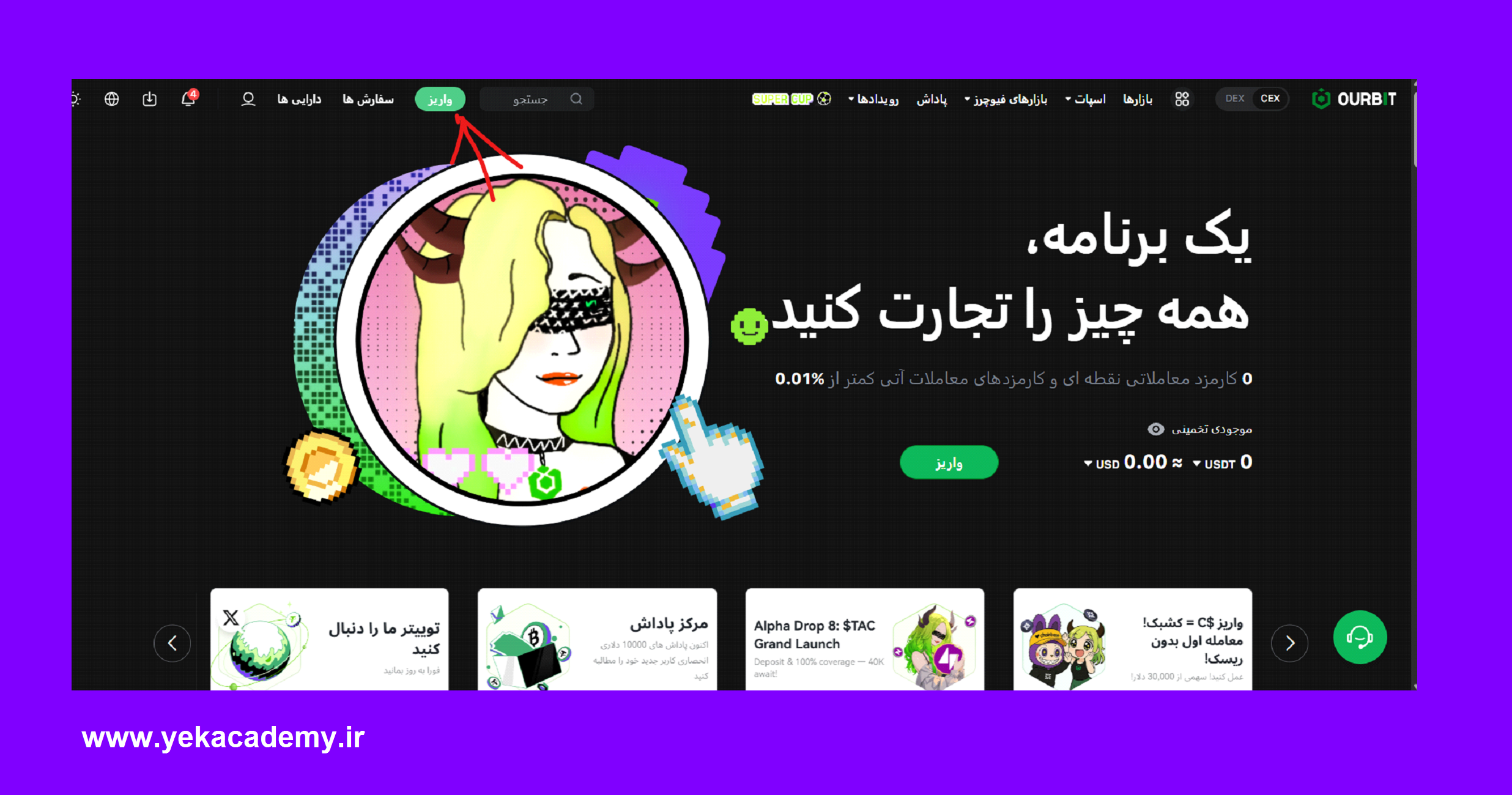 نحوه انجام معاملات در صرافی OurBit